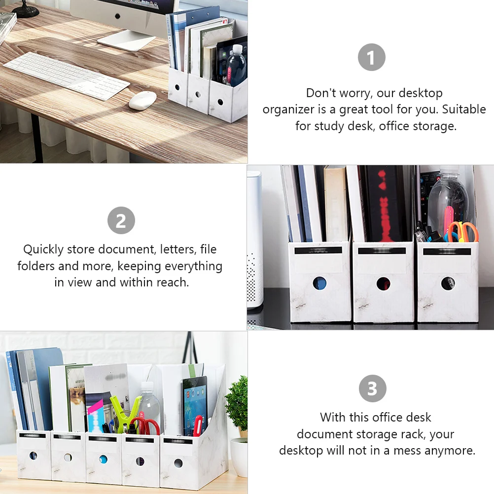 

5pcs Organizer Rack Desktop Storage Document Holder Stand, File Sorter, Students Folder Tray, Premium File Storage Box