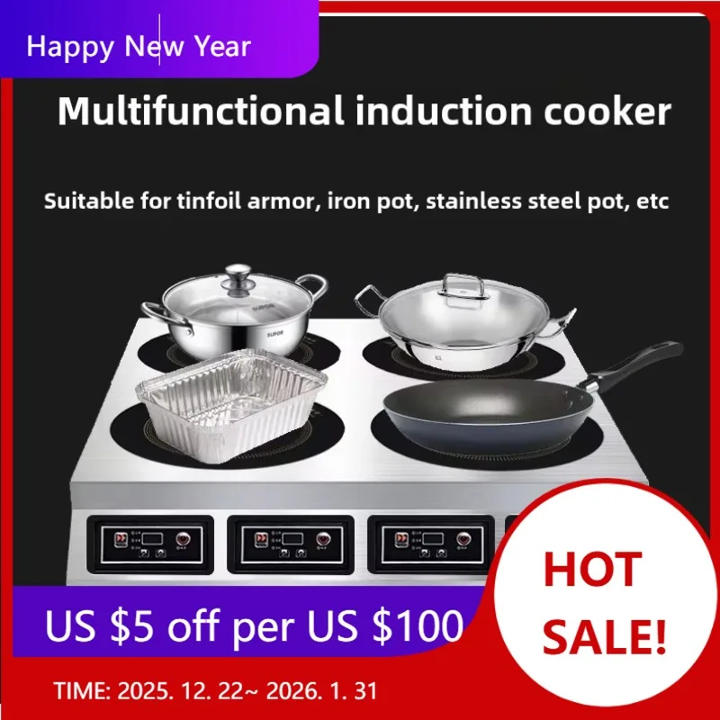 

Factory Commercial Stainless Steel High-Power Induction Cooker Electric Touch Concave Frying Stove Flat Wok Table Top Combinatio