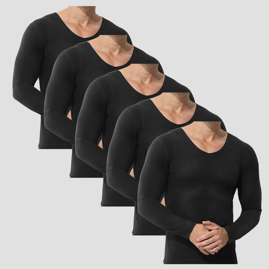 

5 шт. Бесшовная теплая мужская цельная шерстяная термокуртка с длинными рукавами, флисом и утолщенной осенью и зимой.