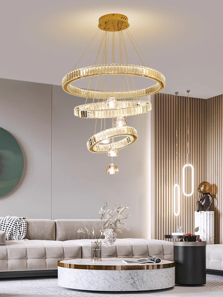 Design Chandelier for Living Room Luxury Style Crystal Chandelier Ring Pendant Light Fixture and Hanging Chandelier