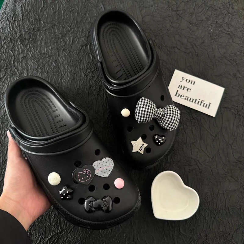 

Hot selling JIBBITZ black cat bow Shoes Charms DIY Hole Shoe Charms Set Playful Design for Bubble Slippers, Sandals Xmas Gifts