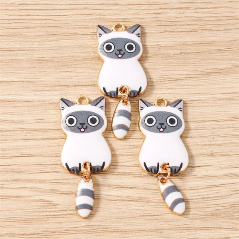 10 Stück 16x39mm Cartoon Emaille Tier Katzen Charms Anhänger zum Basteln von Halsketten, Ohrringen, Armbändern, DIY-Handwerk, Schmuckzubehör – Detail 9
