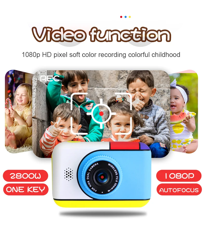 Full HD 1080P Função WiFi Dual Lens Mini Câmera para Crianças, Filmadora de Vídeo Digital, Aniversário Infantil e Presente de Natal