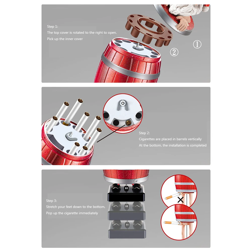 المحمولة المنبثقة علبة السجائر الإبداعية برميل العم سانتا كلوز مضحك موزع السجائر المزحة حامل صندوق تخزين الحاويات #3