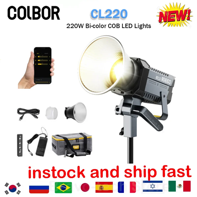 COLBOR CL220 220W Bi-color COB LED Video Light 2700-6500K CTT For Film Broadcasting Video Production