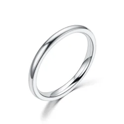 2mm Thin Rose Gold Anti-Allergy Smooth Simple Titanium Steel Wedding Rings for Women Valentine's Day Present