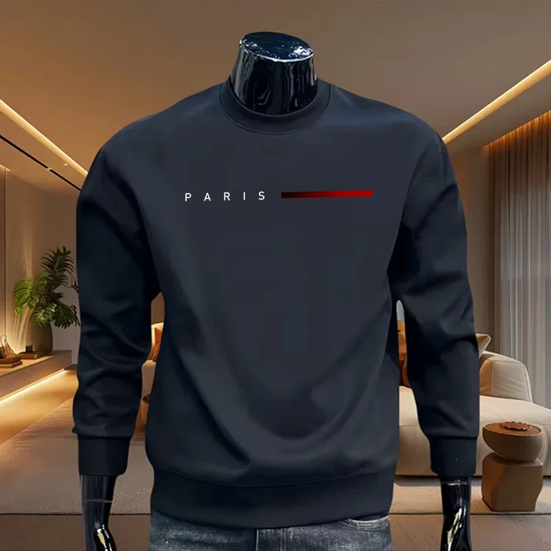2025 Autumn Warm Soft Long Sleeved T-shirts Casual Fashion Men's O-Neck Hoodies High Grade Spring Male Home Outdoor Pullover