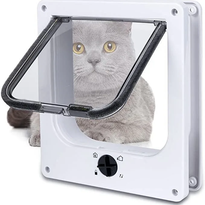 Pawise Smart 4 Way Locking Microchip Activated Cat Door Durable Interior Exterior Cat Flap Door For Cats And Small Dog Activity