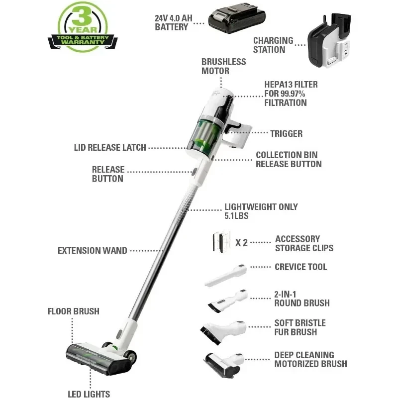 Aspiradora de varilla inalámbrica sin escobillas de lujo, Ultra batería minuto súper cargador robot aspirador aparatos de limpieza