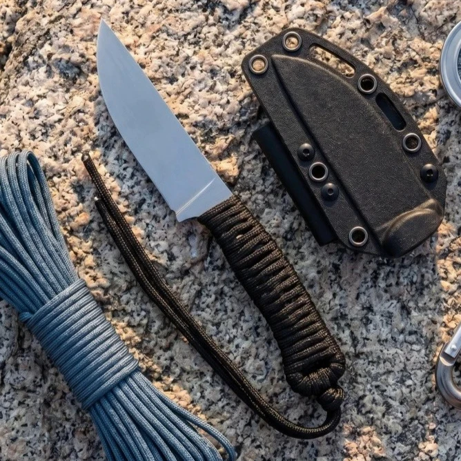 Lightweight Camping Fishing Portable Cutting Knives with K Sheath Outdoor Climbing Emergency Pocket Straight Knife with Lanyard