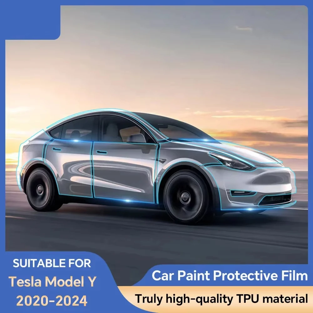 

For Tesla Model Y 2020-2024 9Mil TPU Scratch-resistant Car Paint Protection Film Car Body Transparent Bra Per-cut PPF Kit