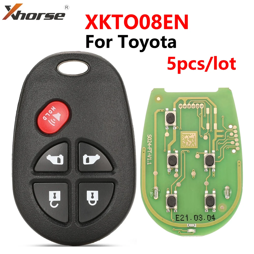 

5PCS Xhorse VVDI Wired Universal Remote Key PN:XKTO08EN For Toyota Style 5 Buttons For VVDI Key Tool VVDI2