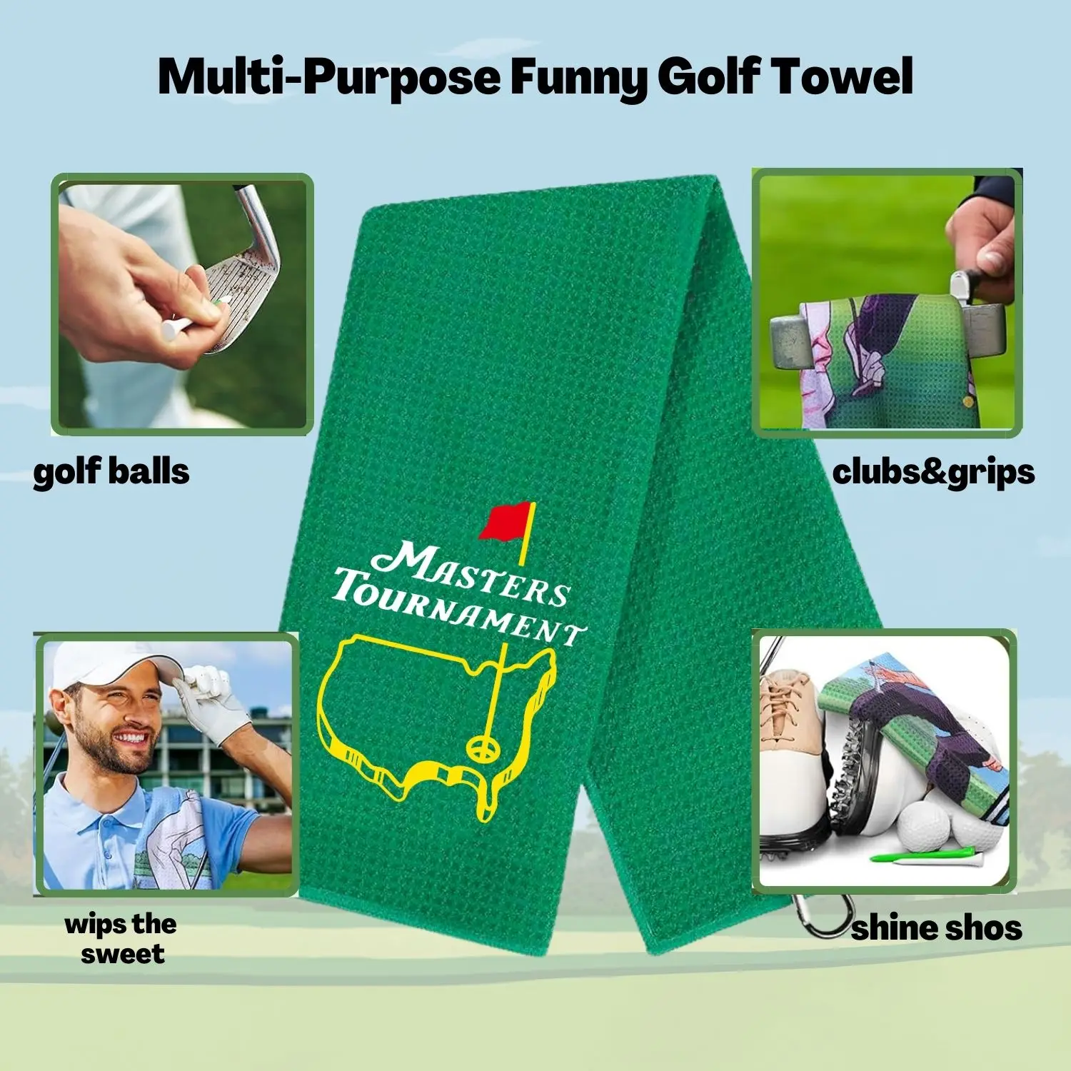 Funny Microfiber Premium Golf Towel, Embroidered Golf Towels for Golf Bags for Men&Women, Golf Accessories for Men Golfers