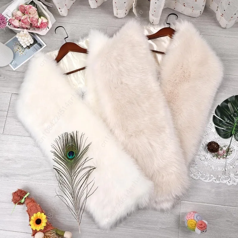 شال نسائي من الفرو الصناعي، وشاح شتوي دافئ لحفلات الزفاف وحفلات الزفاف والهالوين #6