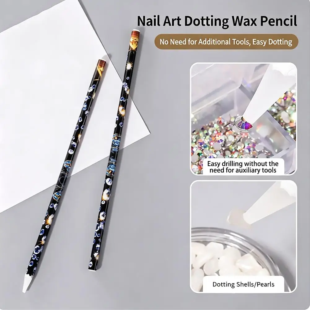 Profressional Nail Diamond Dotting Tool Beads Gems Studs Picker Tools DIY Handmade Nail Art Rhinestone Wax Pencil