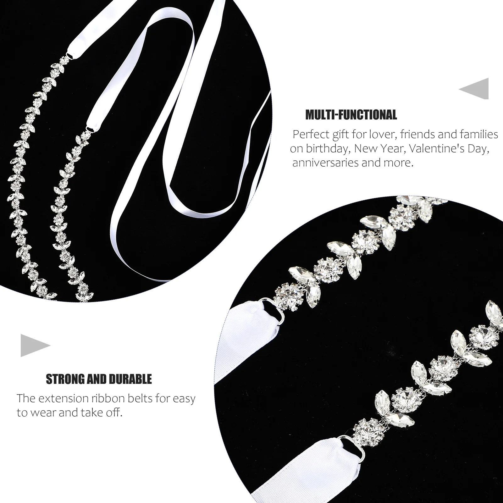 

Rhinestone Waist Belt Ribbon Extension Charming Wedding Dress Accessory Bride Waist Chain Elegant Shiny Fashion Wristband Body