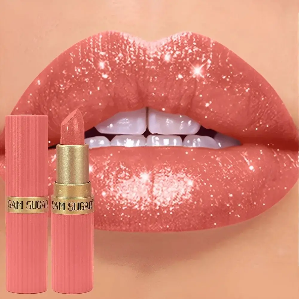 New Waterproof Glitter Lipstick Long Lasting Non-Fade Lip Gloss Chocolate Brown Lipstick Cosmetics