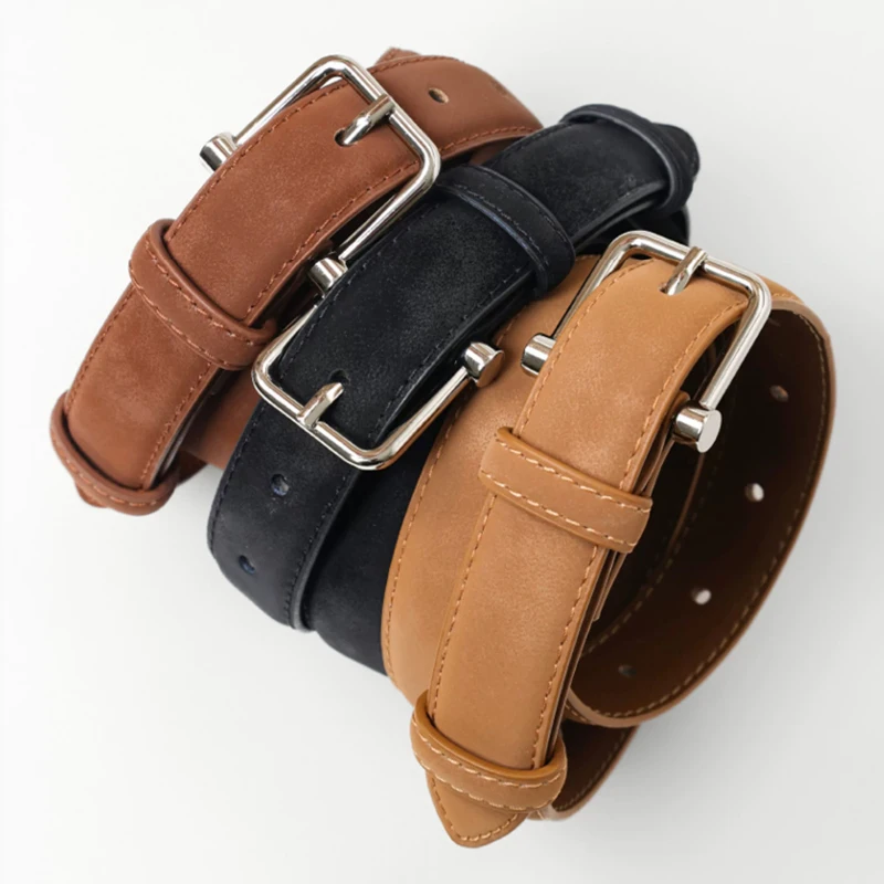 

Women’s Snowflake Suede Cowhide Belt, Metal Pin Buckle genuine leather belts 2.3cm Wide Two-Layer Cowhide Fashion Designer Belt