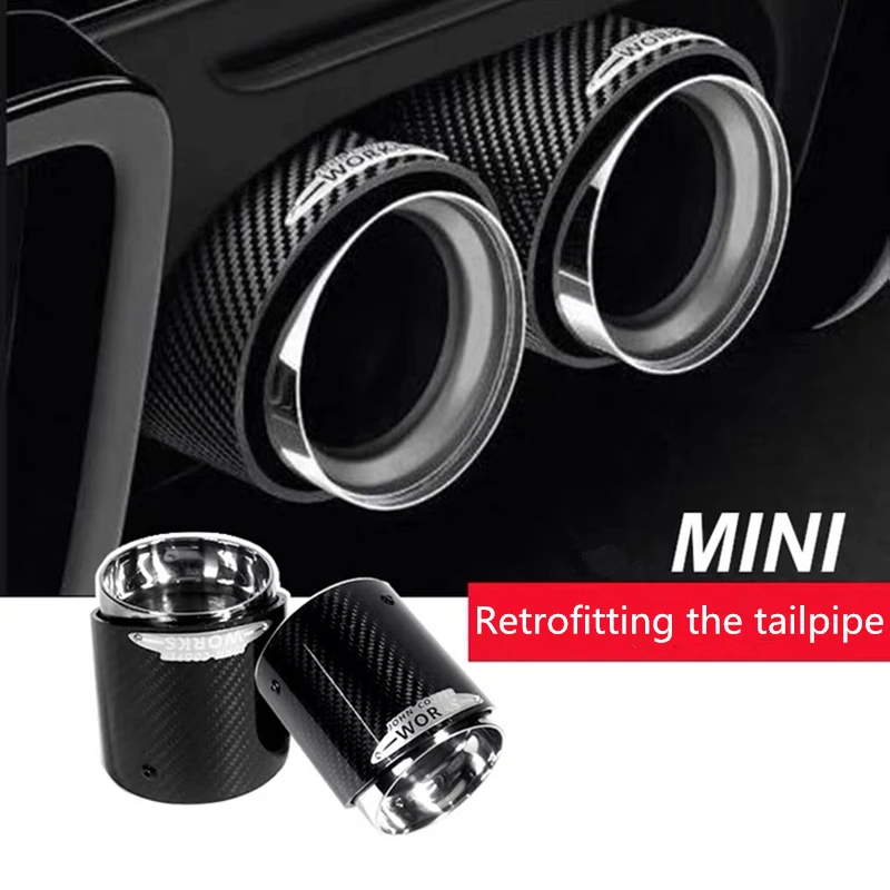 1 Pc Black Pipe Glossy Carbon Fiber Exhaust Tip Muffler Tips Fit For Coope r R 55 R 56 R 57 R 58 R59 R60 R61 F54 F55 F56 F57 F60