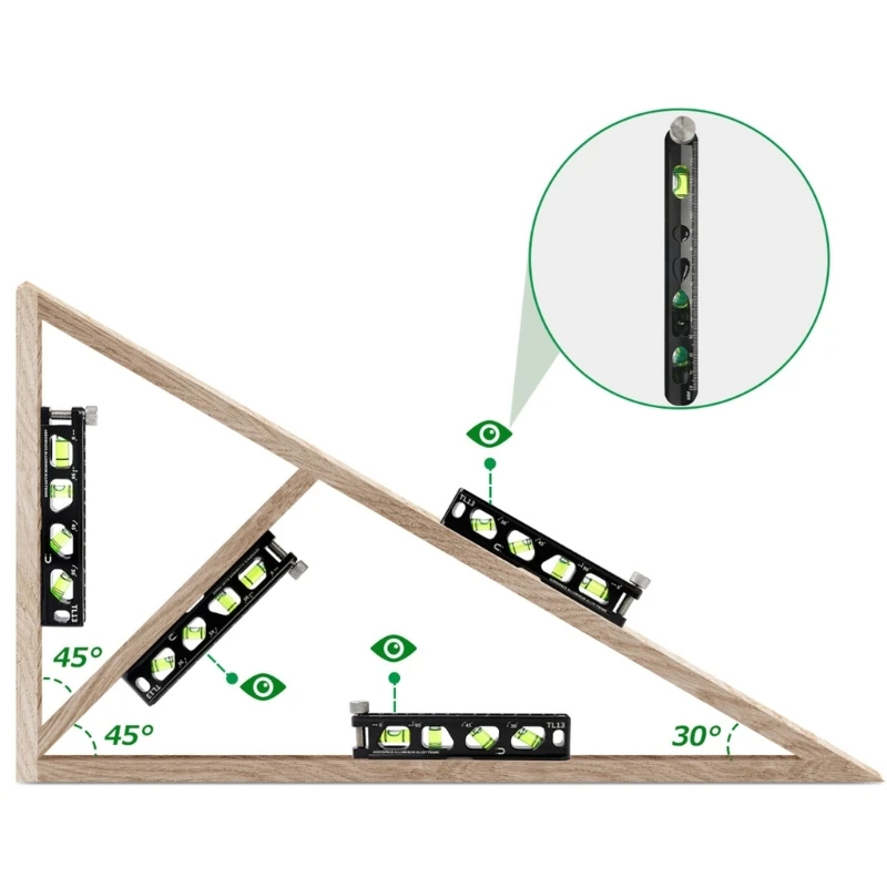 Righello livello Inclinometro Angolo pendenza Test Righello Strumento misura per lavorazione del legno