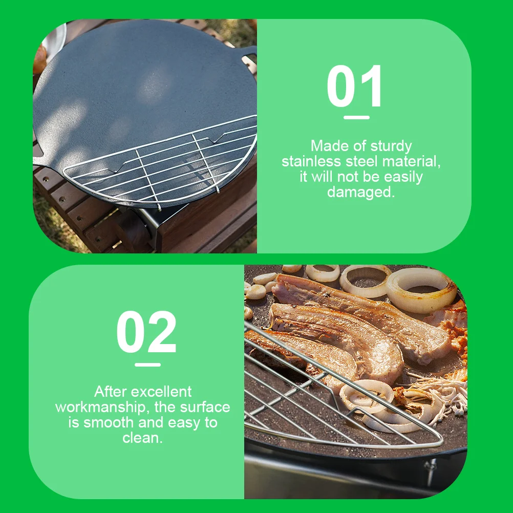 

Stainless Steel Bbq Cooling Rack Half Round Oil Drain Grid For Grill Pan Outdoor Barbecue Accessories Durable Drainage Net