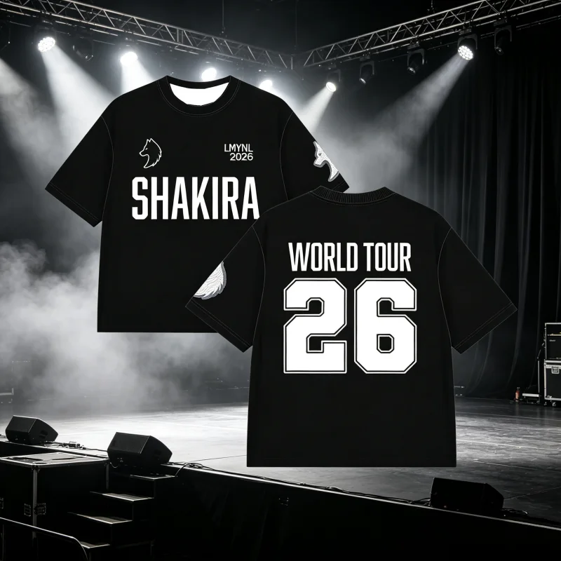 2026 Shakira LMYNL World Tour Printed Summer T-shirt Men's Women's Tops Tees Popular Casual Tshirt Y2k Tops FamilyMatching
