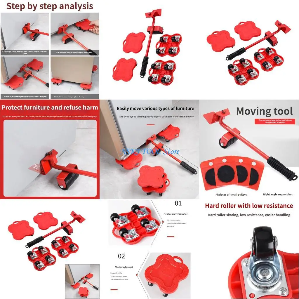 

L8RC Heavy Duties Swivels Casters Furniture Movers with Casters for Transporting Large Appliances & Furniture Without Effort