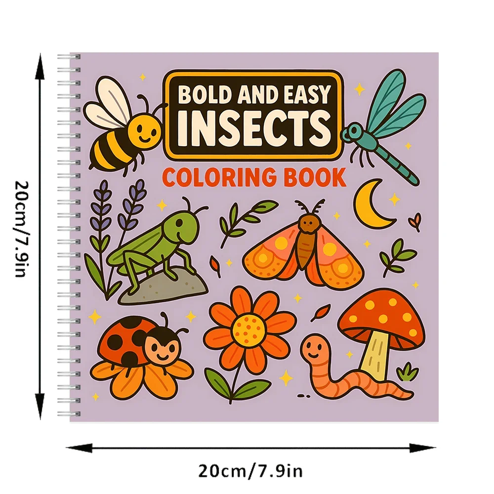 Easy Insects Coloring Book for Adult Colouring Book, Birthday Day Gift, Back to School Supplies, Adults Cute Drawing Book