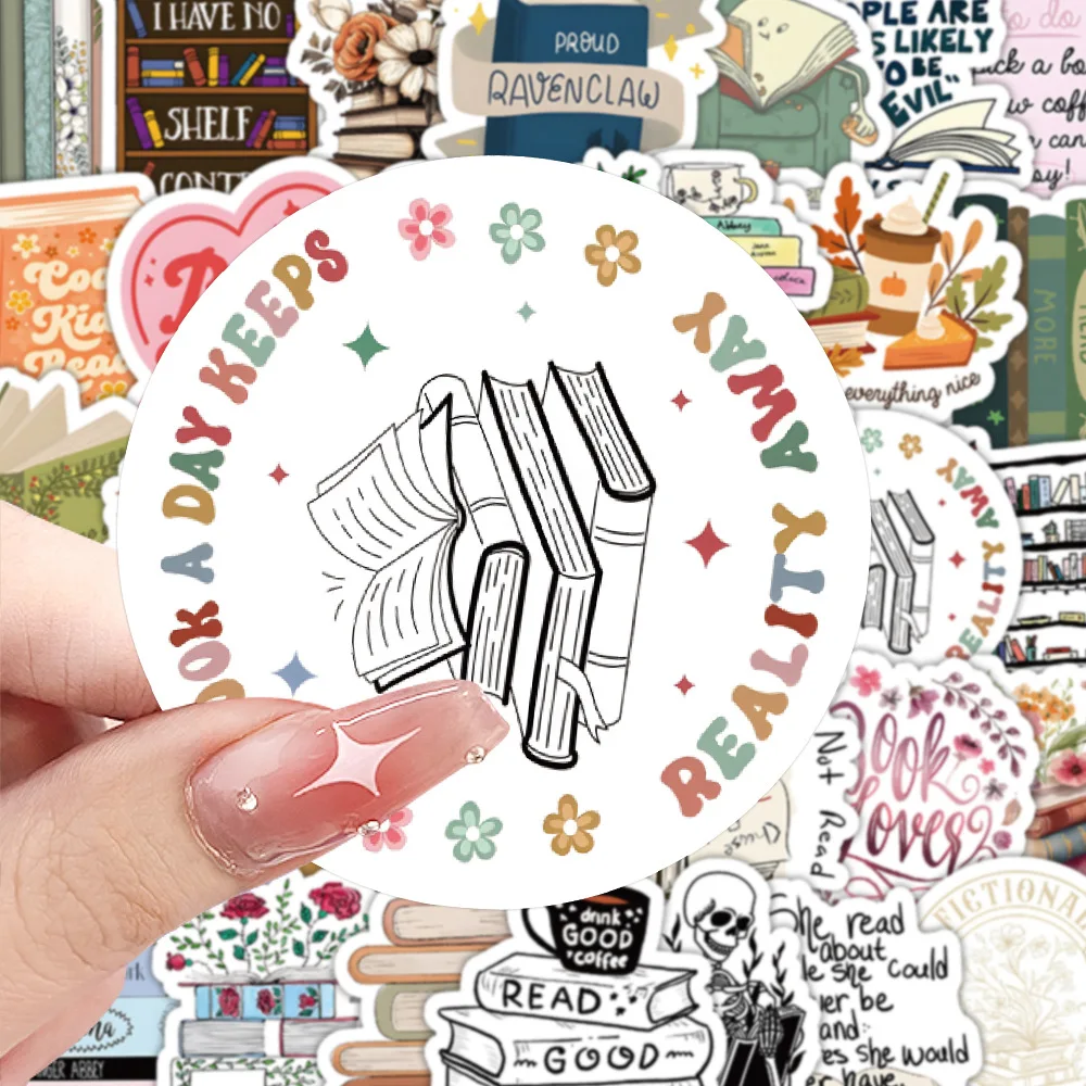 

60PCS Cartoon Reading Book Creative Fun Personality Decoration Stickers Doodle Kids Toy for Bicycle Phone Case Water Cup