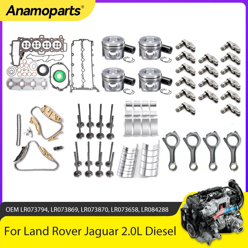 

Engine Parts Head Gasket Set Piston Timing Chain Kit Fit 2.0 L AJ200 For Land Rover Discovery Jaguar 204DTD 204DTA 2.0L Diesel