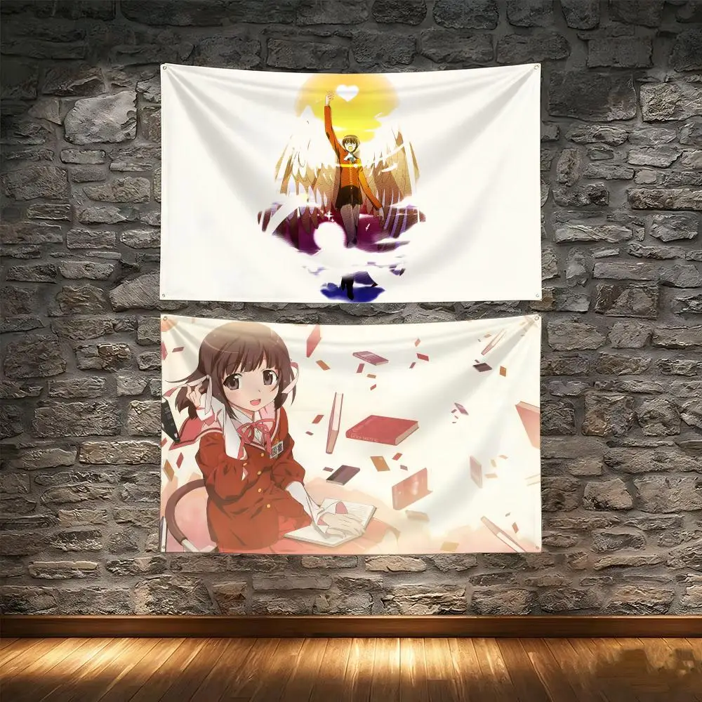 Tapisserie murale créative à motif photo, thème Anime 'Le Monde que Seul Dieu Connaît', pour école, salon, décoration de fête et extérieur