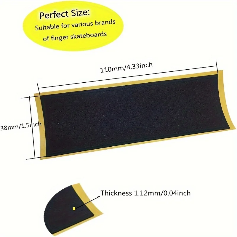 8/12/24/36 Stück/Set Schwarzes Ungeschnittenes Fingerboard-Deck-Klebeband Rutschfeste 38mmx110mm Schaumstoff-Griffbänder für Skateboard-Fingerboards – Detail 2