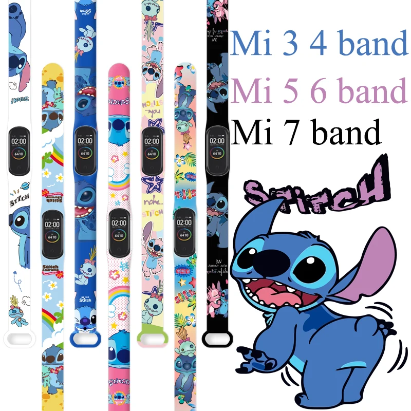 Correa Lilo & Stitch para Xiaomi Mi Band 7, pulsera deportiva de silicona para reloj, pulsera Miband para Xiaomi mi band 3 4 5 6 7