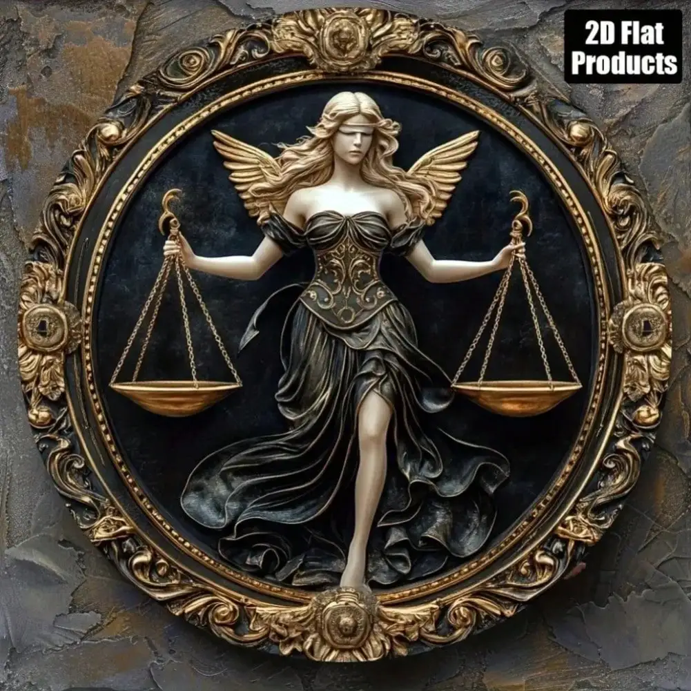 

1 шт. Настенный декор «Дева Справедливость» с золотыми акцентами, винтажный, классический, элегантный, для дома, подарок