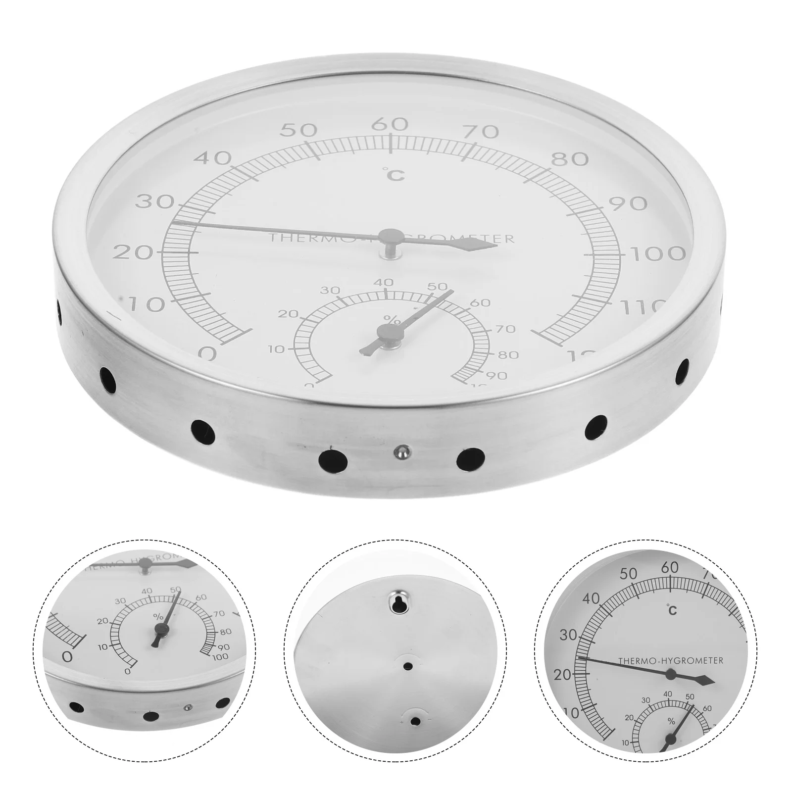 Outdoor Thermometer Sauna Humidity Temperature Gauge For Indoor Wall Clock Multifunctional Silver Professional
