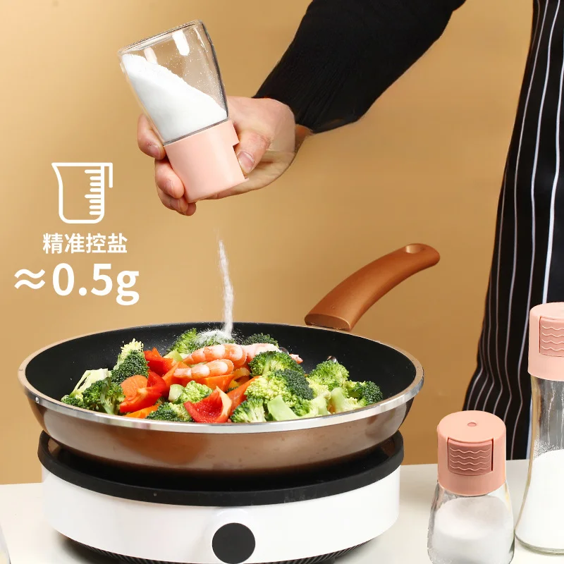 

0.5g Control Cooking Seasoning Can Push Type Quantitative Sugar Salt Bottles Pepper Powder Spice Glass Bottle for Kitchen Tools