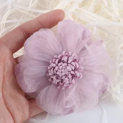10pcs 9.2cm Handmade Fabric Artificial Lace Flower For Bridal Wedding Headpieces DIY Accessories For Hair Clips