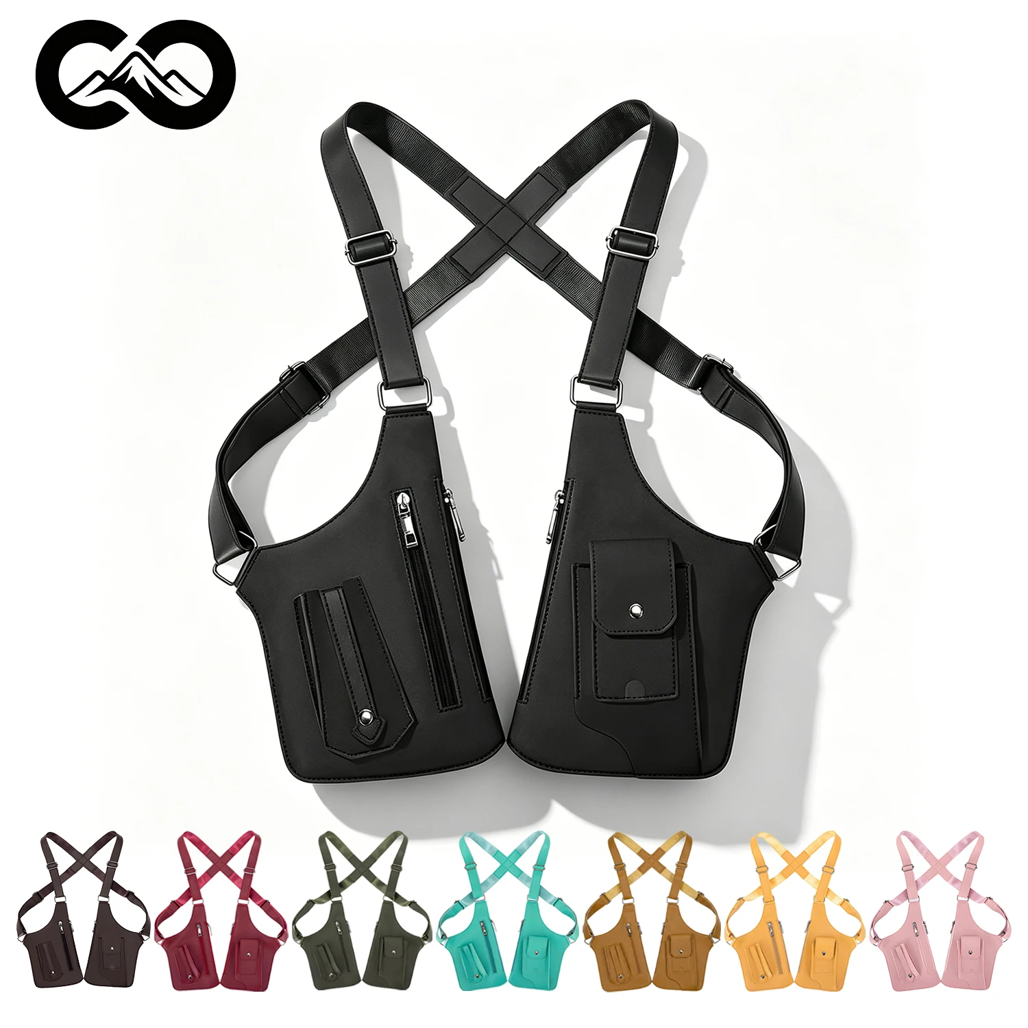 Retro Underarm Anti-Theft Bag Hidden Shoulder Holster Tactical Bag PU Waterproof Outdoor Travel Hiking Chest Bag Multi-Purpose