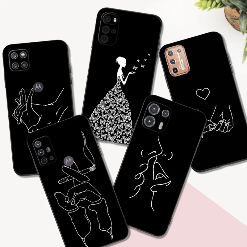 Черный чехол из ТПУ для Motorola Moto G52 G42 G60 4G G60S G71 G9 Play Plus