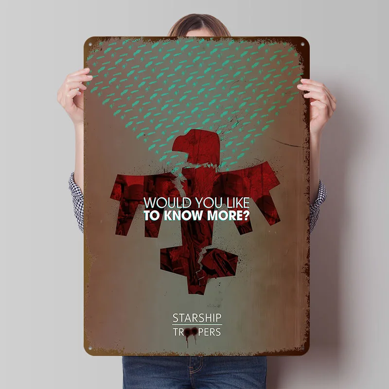 Starship Troopers Film Metallposter Individualisierte Wandkunst Retro Vintage Metallschilder für Schreibtisch-Dekoration Raumdekoration Zuhause Haus