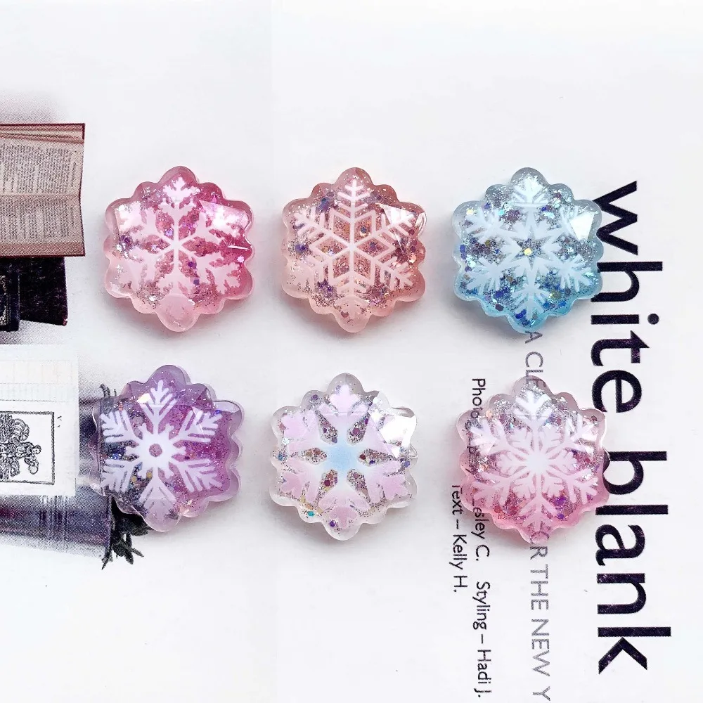 10pcs Mini Kawaii Cute Snowflake Flat Back Cabochons Scrapbook Diy  Party Hairpin Accessories Home Decoration Craft