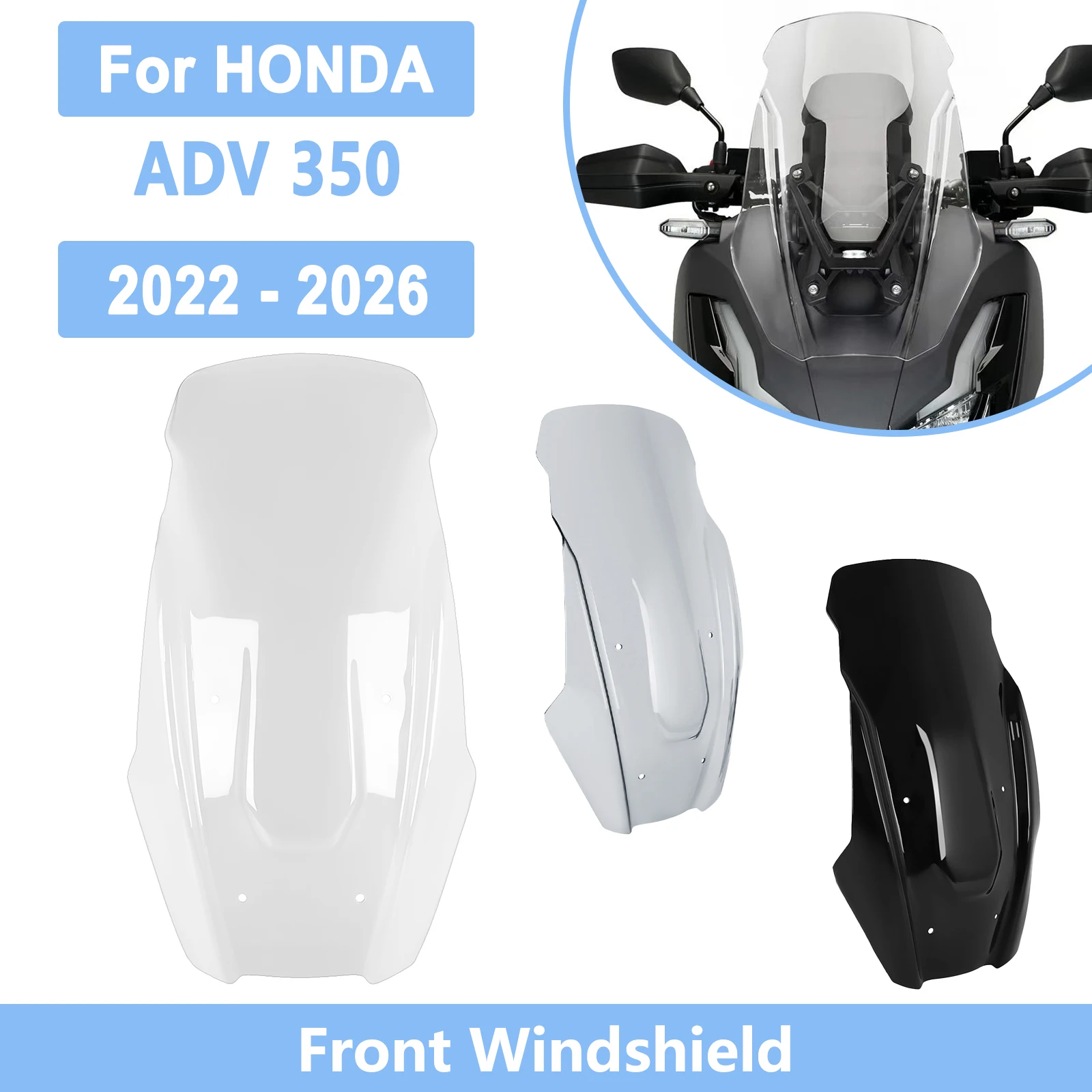 Front Fairing Tall Windscreen FOR HONDA ADV350 2022-26 ADV 350 Motorcycle Raised Windshield Protector Spoiler Visor Accessories