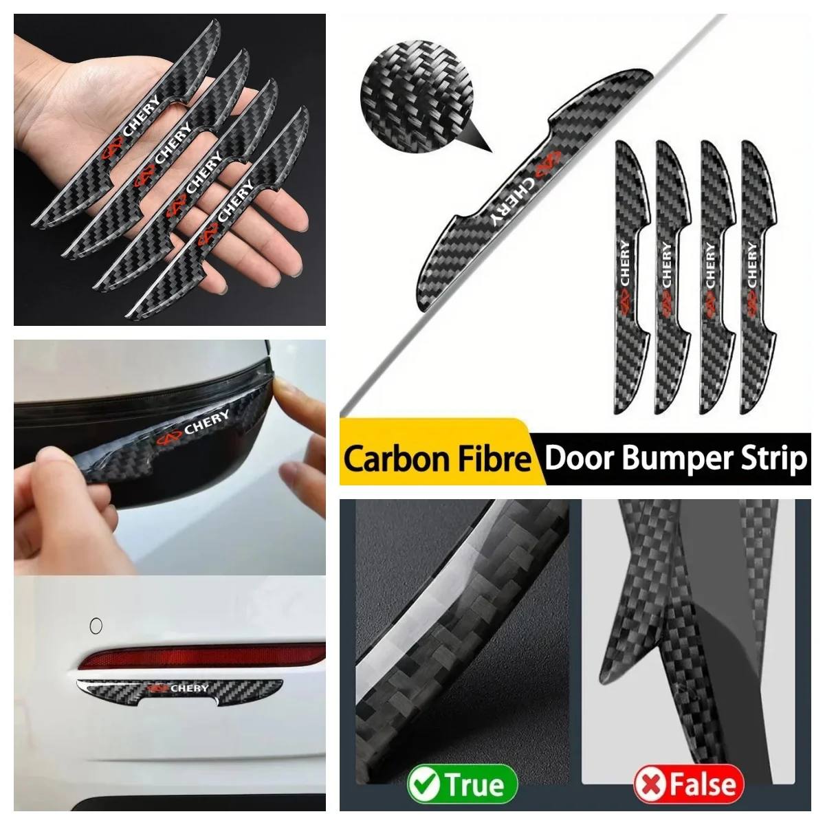4Pcs Door Handle Guard Protective Decal For Chery Omoda C5 Tiggo7 Tiggo8 Pro Jaecoo J7 Carbon Fiber Anti‑Collision Car Exterior