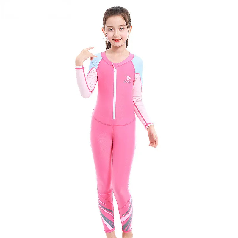 Kids Outdoor Water Sport Long Sleeve Quick-Dry Surfing Beach SwimWear Children Sun Protection One Piece Bathing Swim Diving Suit