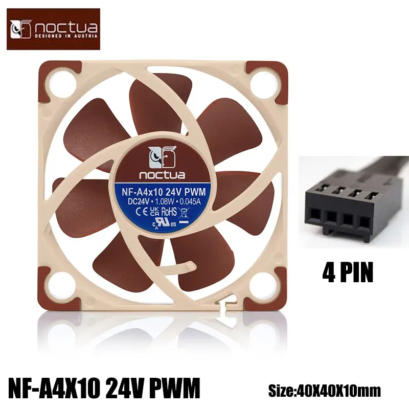 Noctua NF-A4X10 PWM 선풍기, 3D 프린터용 선풍기 적용 가능, 컴퓨터 케이스 선풍기 적합하지 않음, 24V