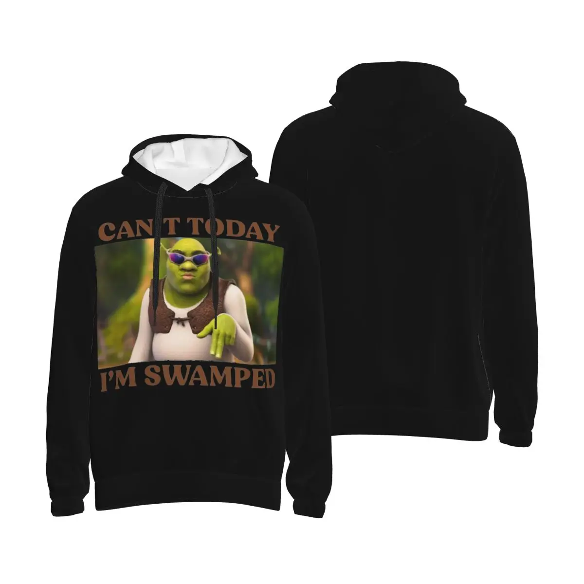 Men Women Can't Today I'm Swamped Hoodie Collar Drawstring Hoodies Funny Shreks Sassy Pullover Sweatshirts Long Sleeve Shirts