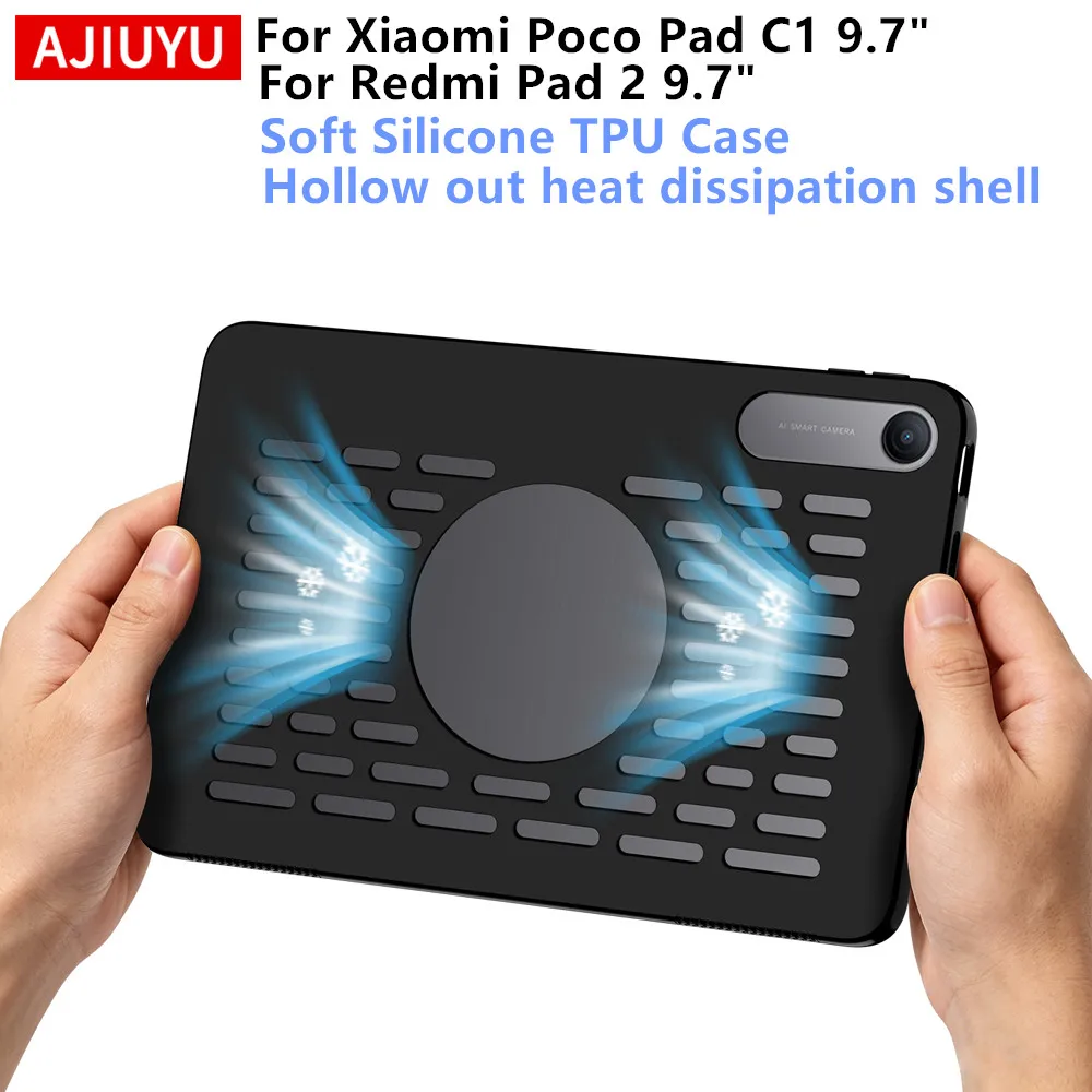 Hülle für Xiaomi Poco Pad C1 2026 9,7 Zoll, Redmi Pad 2 Silikonhülle, Schutzhülle für Redmi Pad2 SE 9,7 Zoll Tablet, weiche TPU-Rückseite
