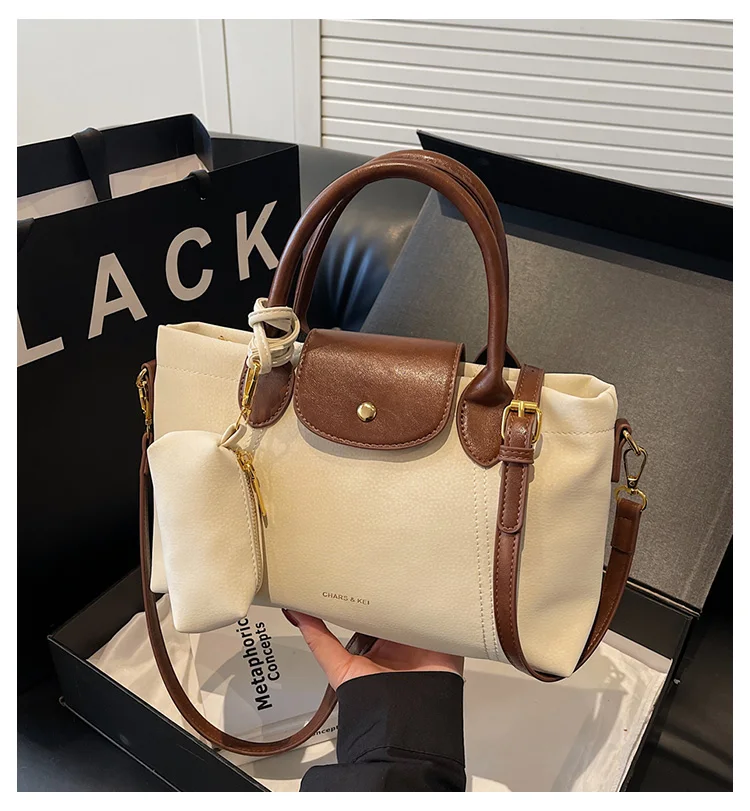 

New Luxury Designer Bags for Women Casual Versatile Contrasting Crossbody Bag For Work and Commuting Large Capacity Buckets Tote
