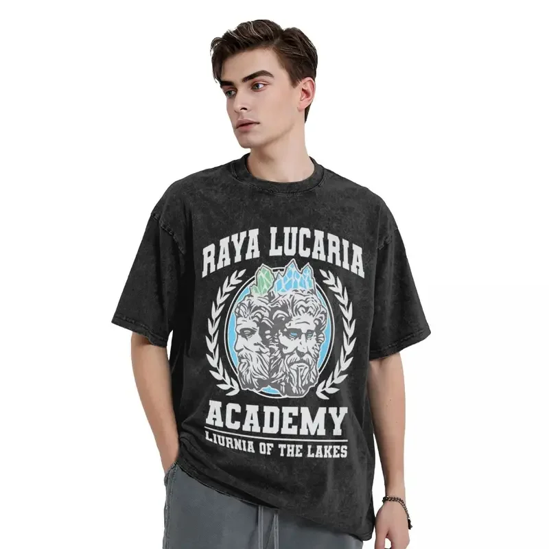 Washed T Shirts Raya Lucaria Academy School Eldened Ringed Hip Hop T-Shirt Oversize Streetwear Summer Tops Tees Men Women