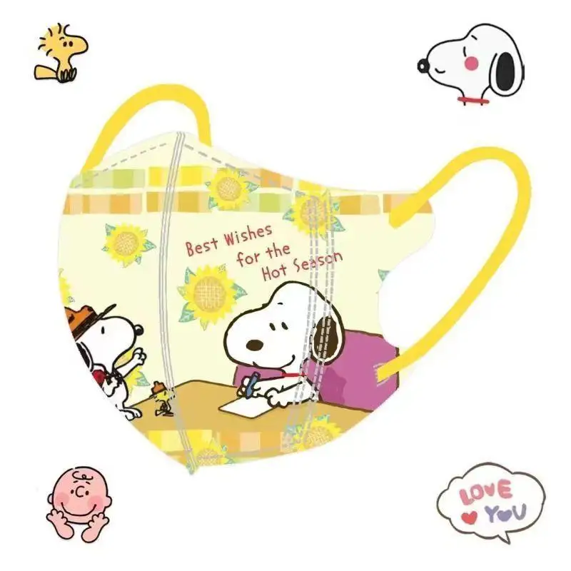 20Pcs Kawaii Cute Snoopy 3D Mask Children Protective Masks Cartoon Printed Sunscreen Dustproof Practical Anime Gifts For Girls